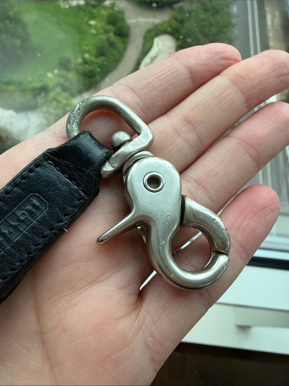 Coach Black Leather Key Fob with Silver Clip - Picture 3 of 4